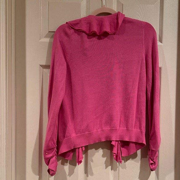 INC International Concepts Pink Ruffle-Front Cardigan - Picture 3 of 3